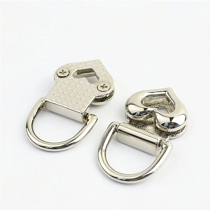 10pcs 20mm Metal Bag Side Buckles Heart O D Ring Hanger Pull Clip Hook DIY Handbag Strap Clasp Part Accessories