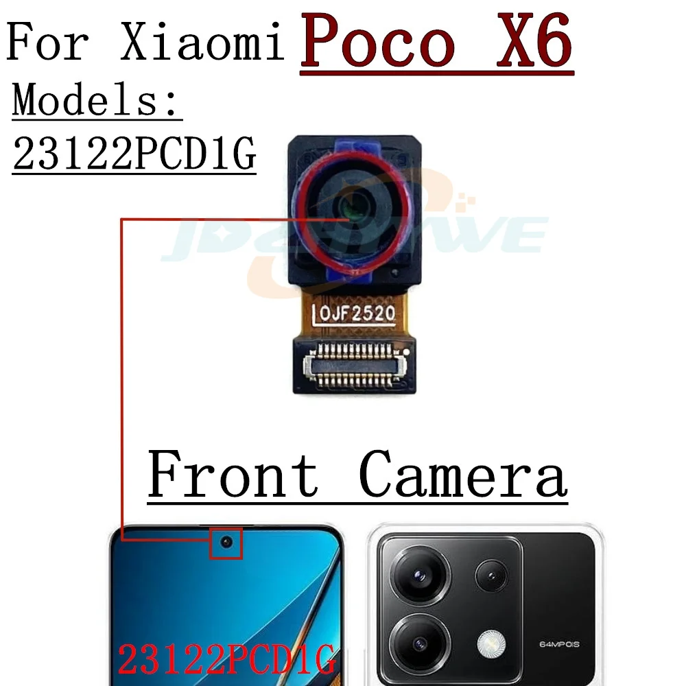 Front Rear Camera For Xiaomi Poco X6 Pro X6pro Frontal Selfie Facing Wide Main Back Camera Module Flex Cable Parts