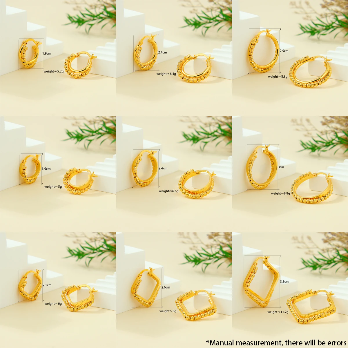 Arabische Mode Clip-Ohrringe 21k Vergoldet Dubai Hochwertige Quadratische Perlen Kreisförmige Ohrringe Oman Frauen Hochzeit Party Schmuck – Detail 4