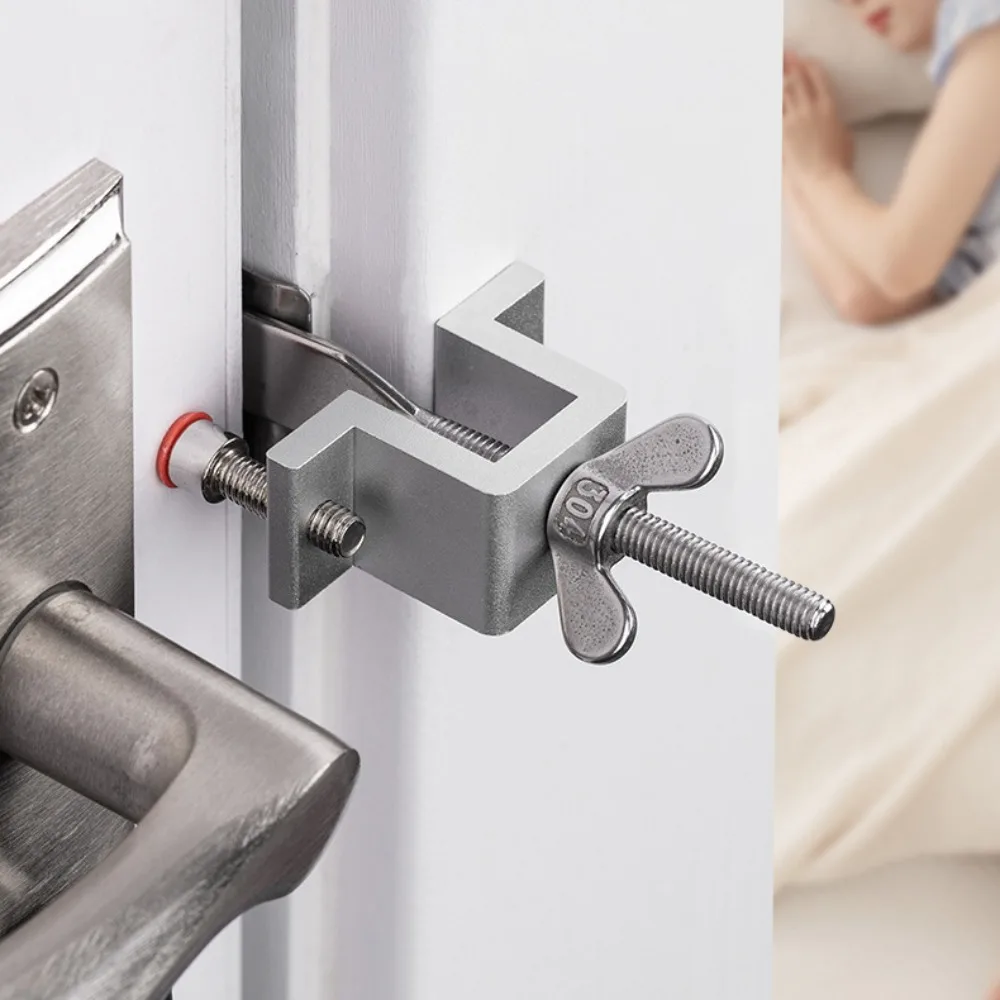 Stainless Steel Safety Door Lock Anti Theft Self-Defense Door Stopper Lock Easy To Install Portable Security Buckle Lock Travel