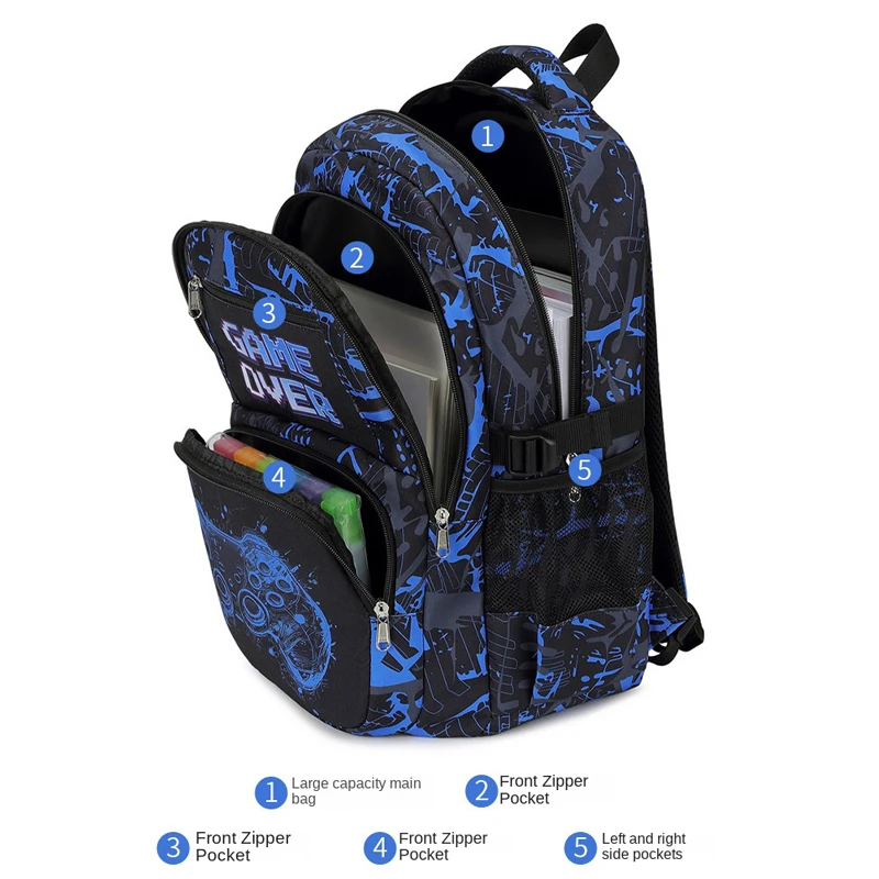 3pcs/set School Backpack for Boys with Lunch Bag and Pencil Case School Bags for Elementary Student Backpack Teenage Book bags