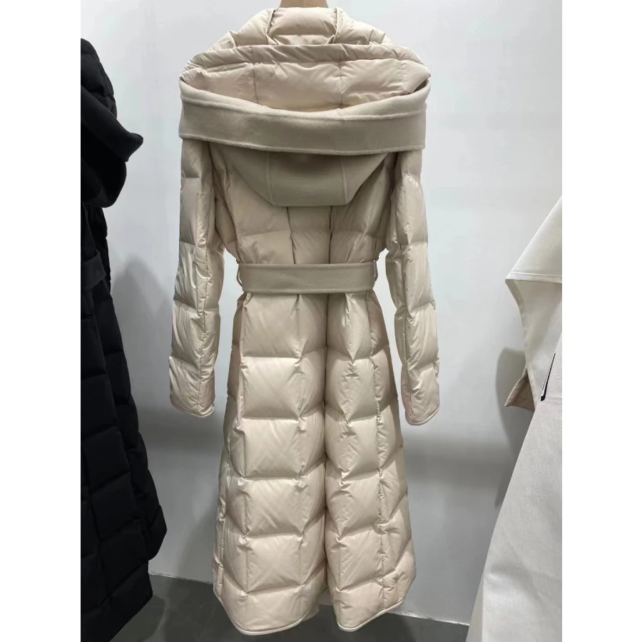 MENINA BONITA 2023 Real Fur Coat Winter Luxury White Goose Feather Down Jacket Women Natural Mink Fur Cuff Warm New fashion