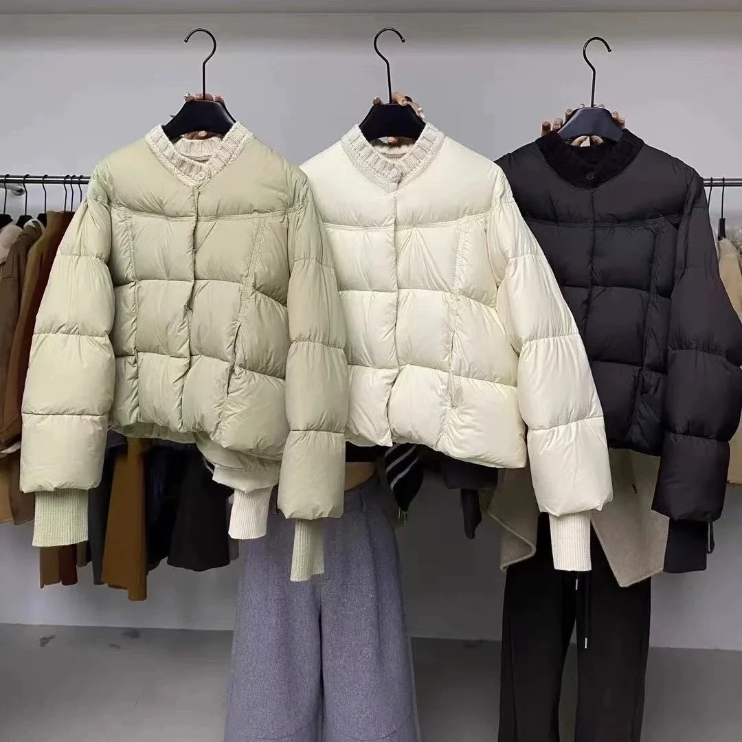 2025 Nieuwe Winter Pluizige Puffer Jas Vrouwen Dikker Warme Oversized Baseball Kraag 90% Witte Eendendons Korte Casual Jas