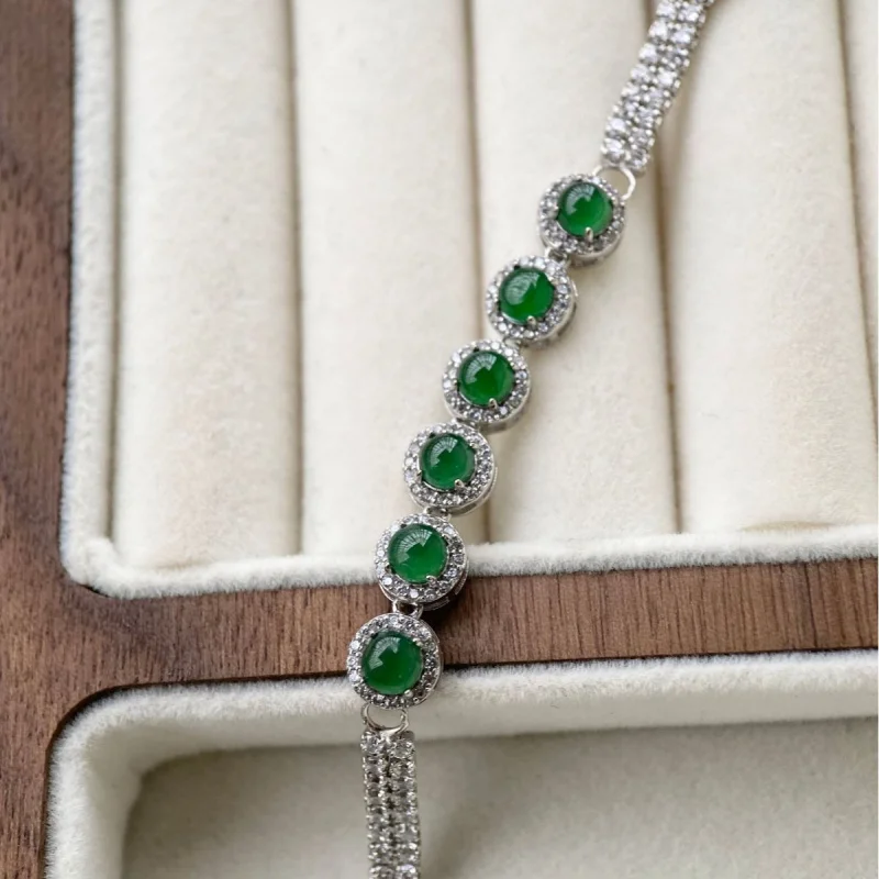 الطبيعية البضائع المواد الخطيرة مثل سوار اليشم الأخضر 925 الفضة البطانة المعكرونة مصنع زخرفة الموضة المتقدمة #4