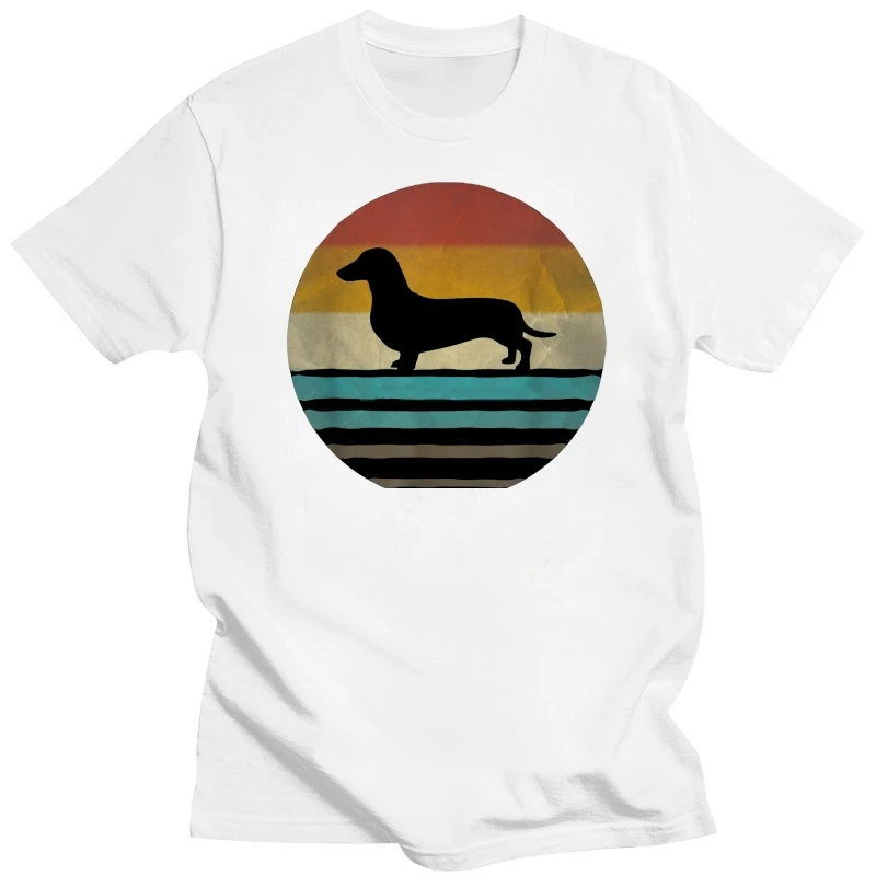 fashion black tshirts for male male tee-shirt graphic t shirts Retro Vintage Sunset Doxie Dachshund Dog Breed Silhouette T-Shirt