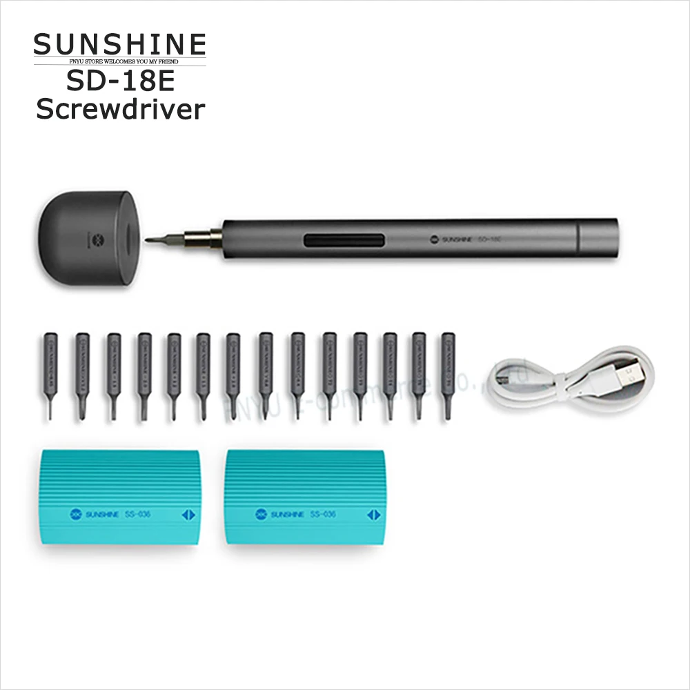 SUNSHINE 3-LED lithium battery electric screwdriver set Mini USB Rechargeable Precision Mobile phone Repair tool Screwdriver Kit