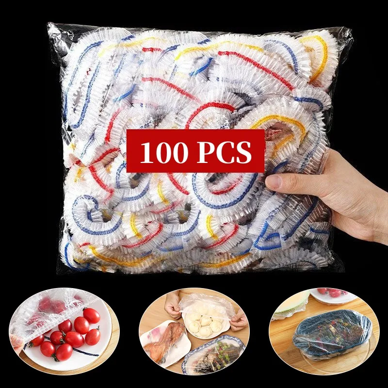 

Saran Wrap Disposable Food Cover Saver Dust Food Grade Lids Elastic Plastic Wrap Shoe Cover Shower Headgear Bowls Caps