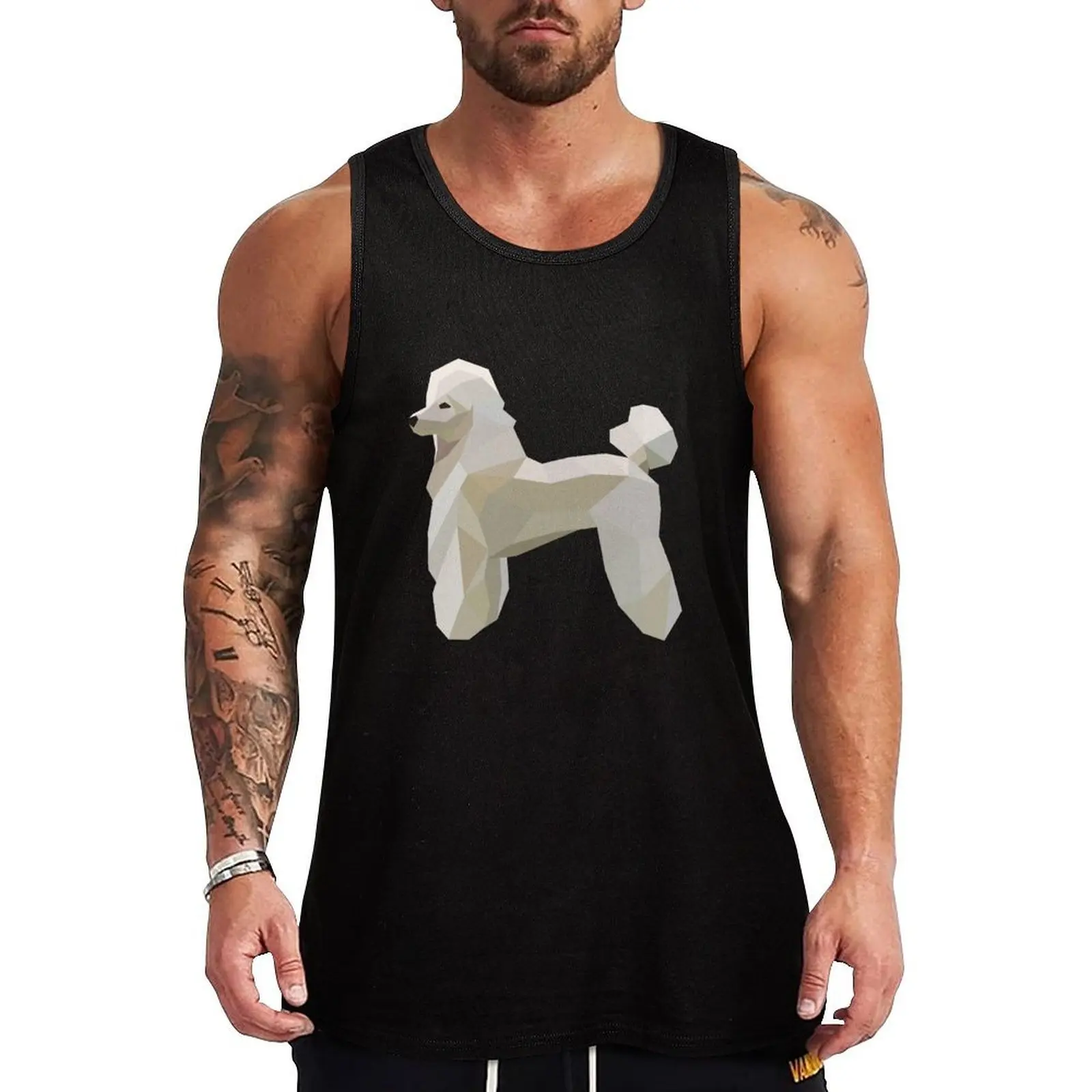 

Poodle Dog Polygon Design Dog Poodle Tank Top Graphic Print Tank Top Casual Sleeveless Novelty Shirt