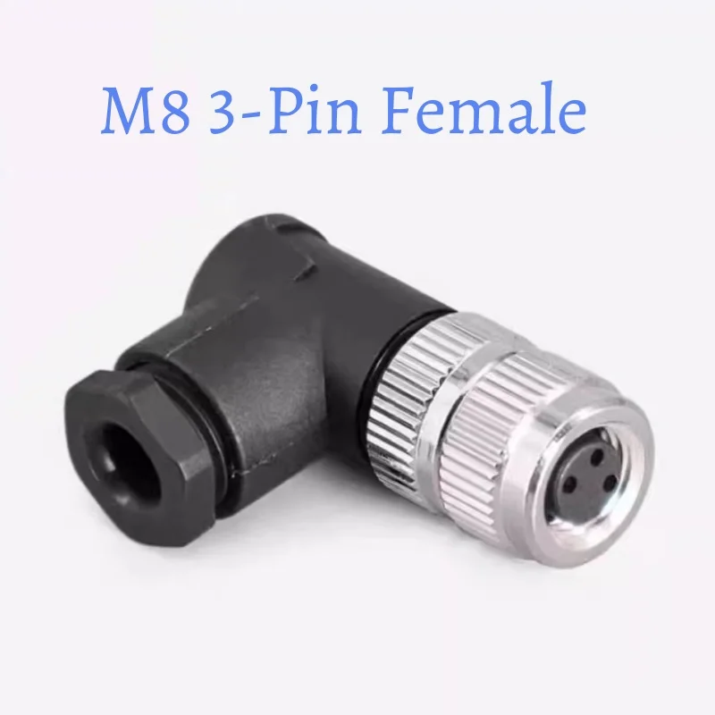 M8 Sensor Connector 3/4 Pin Male/Female Straight Angle Screw Threaded Plug Coupling Aviation Plug Waterproof Metal Connector