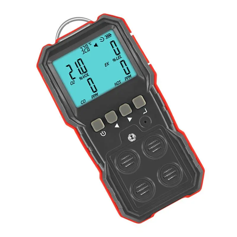 B04B-Combustible Gas Leak Detector Digital Compound Gas Monitor Rechargeable LCD Display O2 H2S CO Sensor Sound-Light Vibration