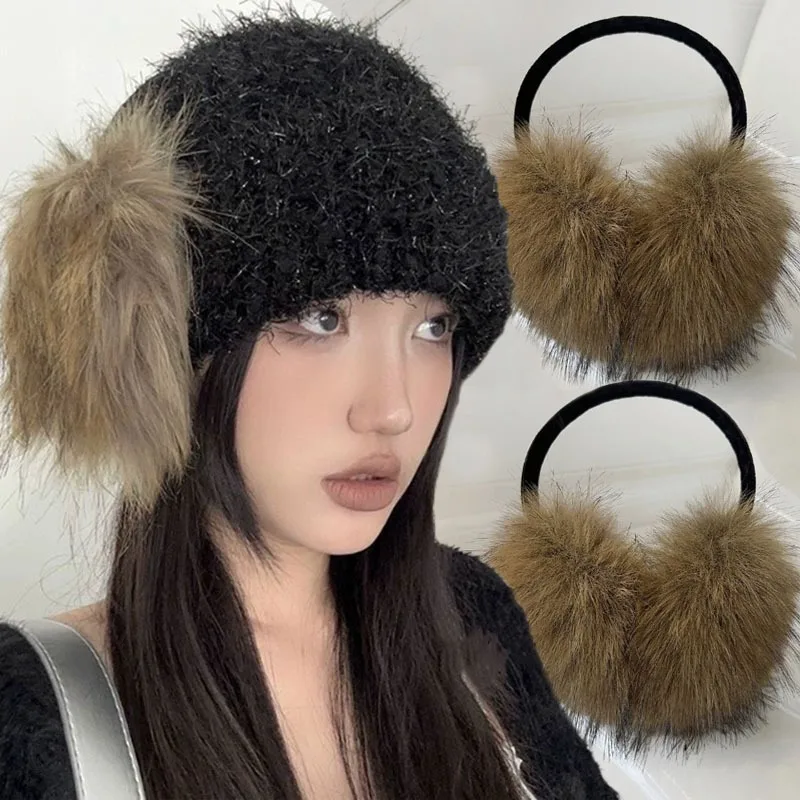 خمر غطاء للأذنين من المينك الصناعي Y2K رشاقته أفخم الأذن يغطي للنساء الرجال يندبروف الباردة حماية الشتاء رشاقته الدافئة الأذن يفشل #1