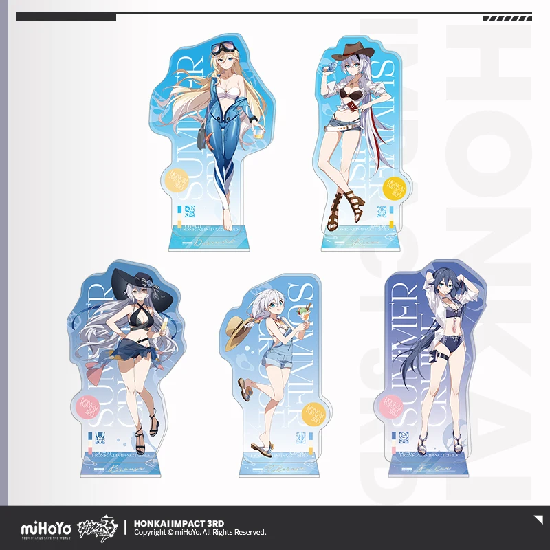 Honkai Impact 3rd Official Merch miHoYo Original Authentic Summer Series Acrylic Stand Durandal Fu Hua Rita Seele