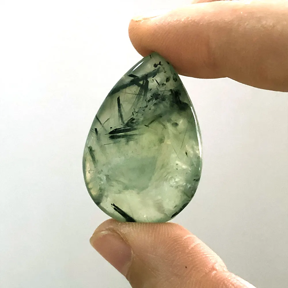 

1pc Natural Prehnite Teardrop Crystals and Stones Healing for DIY Pendant Gemstones Crystal Stone Minerals Gift Home Decoration