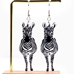 2023 Funny Colorful Zebra Acrylic Women's Earrings Creative Cartoon Horse Animal Printing Drop Dangle Earring Cute Jewelry Gifts