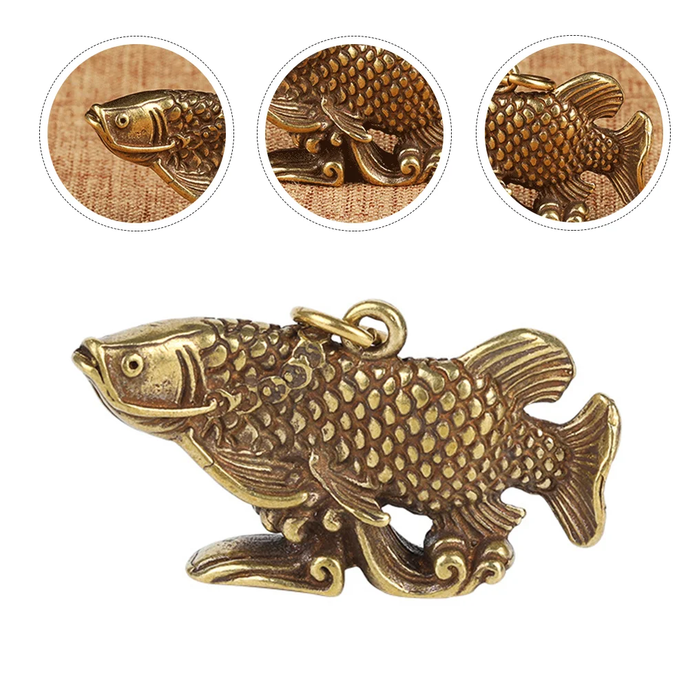 Brass Carp Ornament Decorative Small Decoration Necklace Statue Lovers Desktop Adornment