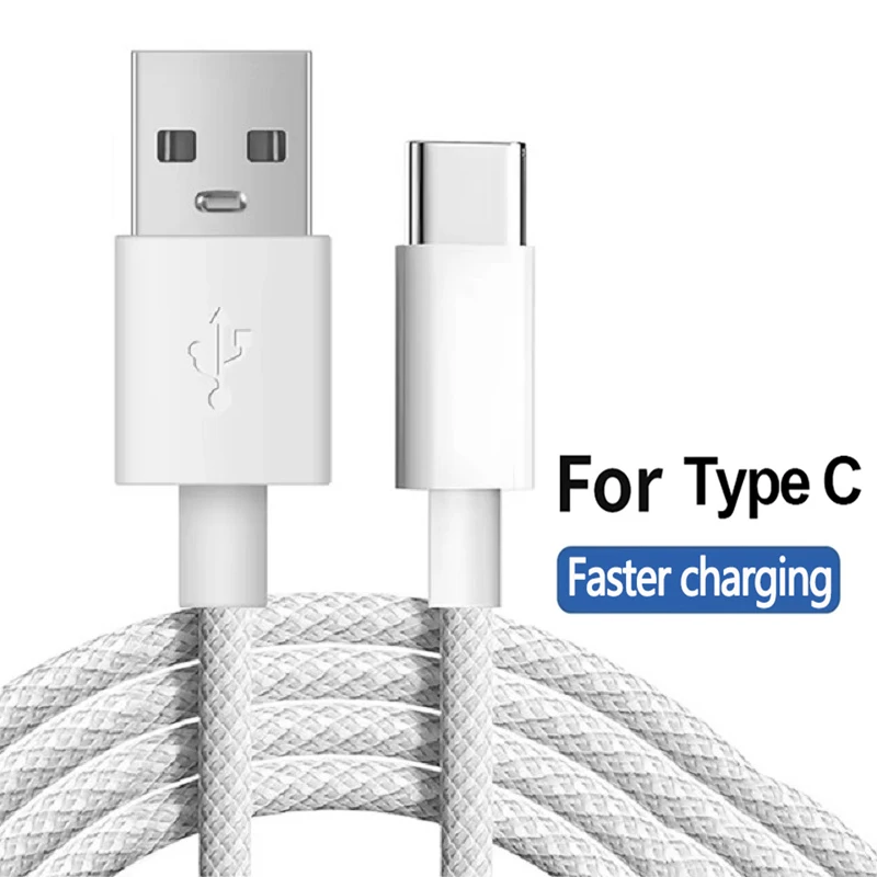 Usb A to Type C Color Cable 5A For Apple iPhone 15 Fast Charging Huawei Xiaomi Samsung Type C Android Weaving Cable Accessories