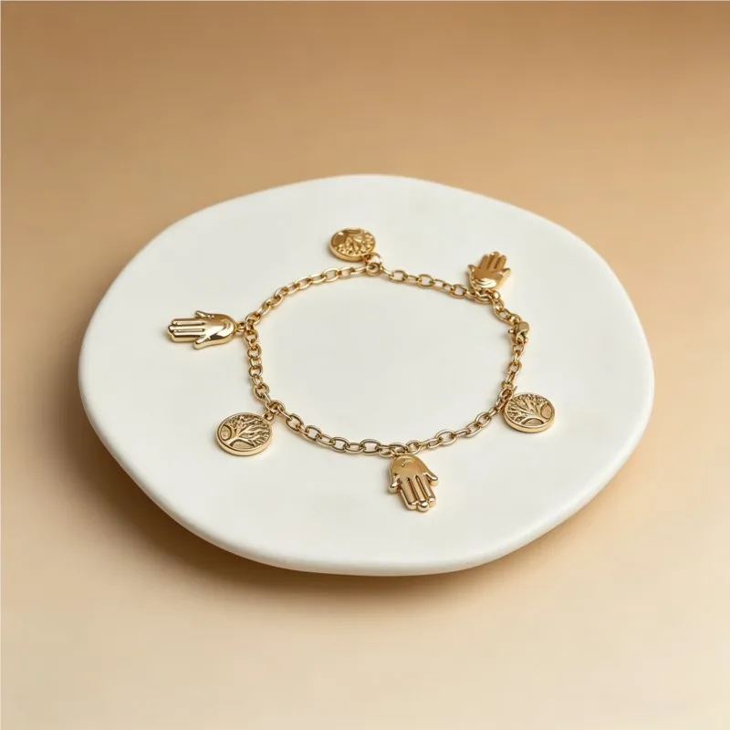 316L Stainless Steel Elegant Gold Color Tree - of - Life Charms Bracelet  For Women's Daily Wear