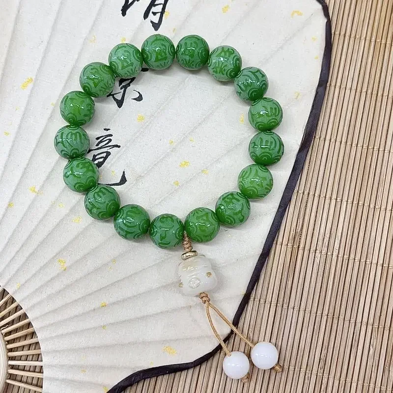 Bodhi-pulsera de seis caracteres para hombre, brazalete coleccionable, Rosario de autógrafo, adorno de la buena suerte