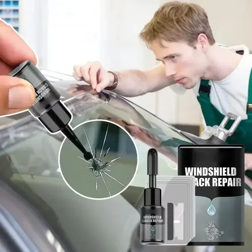 Imagen 1 del producto Kit de reparación de parabrisas de coche, fijación rápida de vidrio agrietado, restauración de grietas, pegamento de curado de vidrio fluido, accesorios para coche U5BcOC