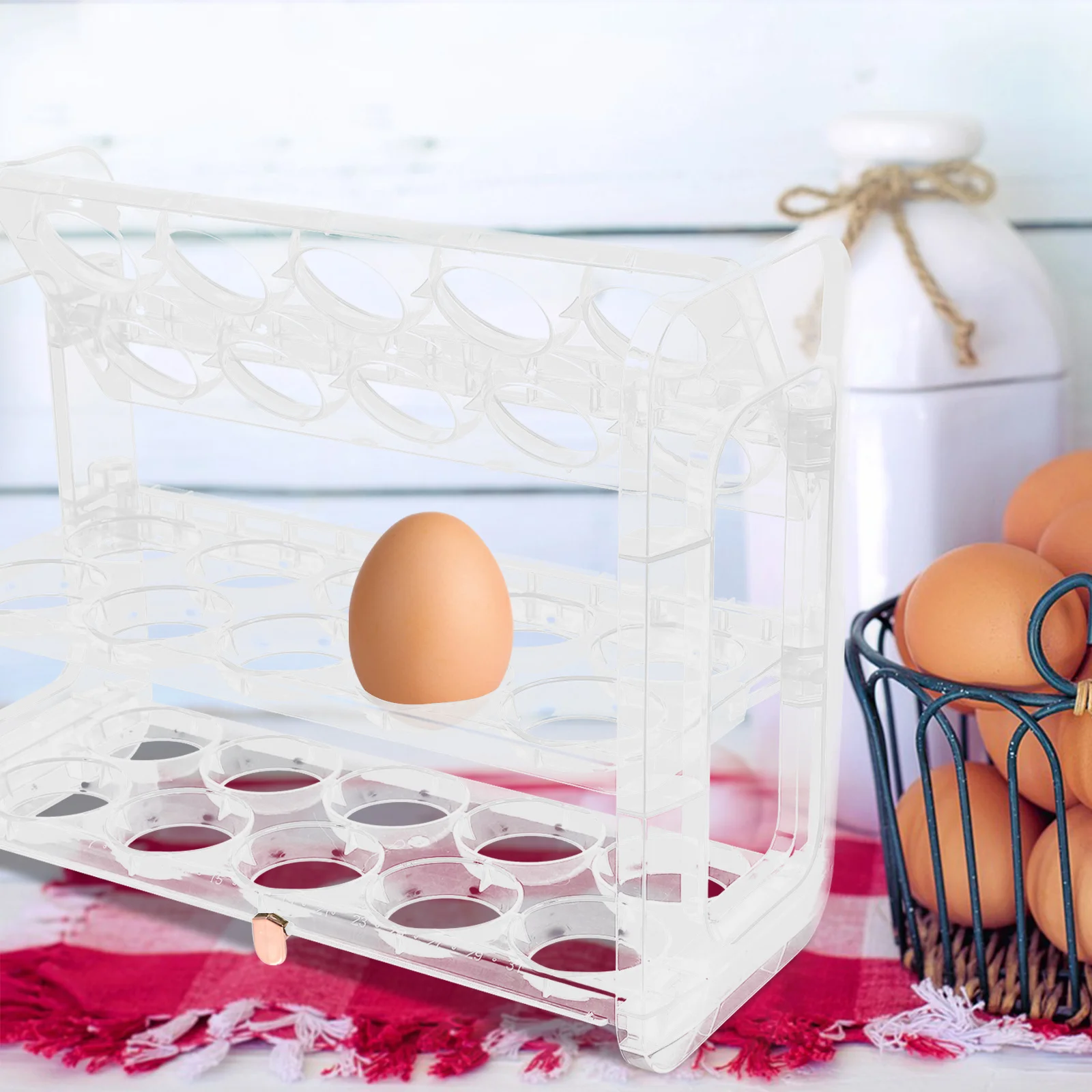 

3 Layers Egg Storage Rack For Refrigerator Door Fridge Organizer Stand Holder Large Capacity Space Saving Flip Design Plastic
