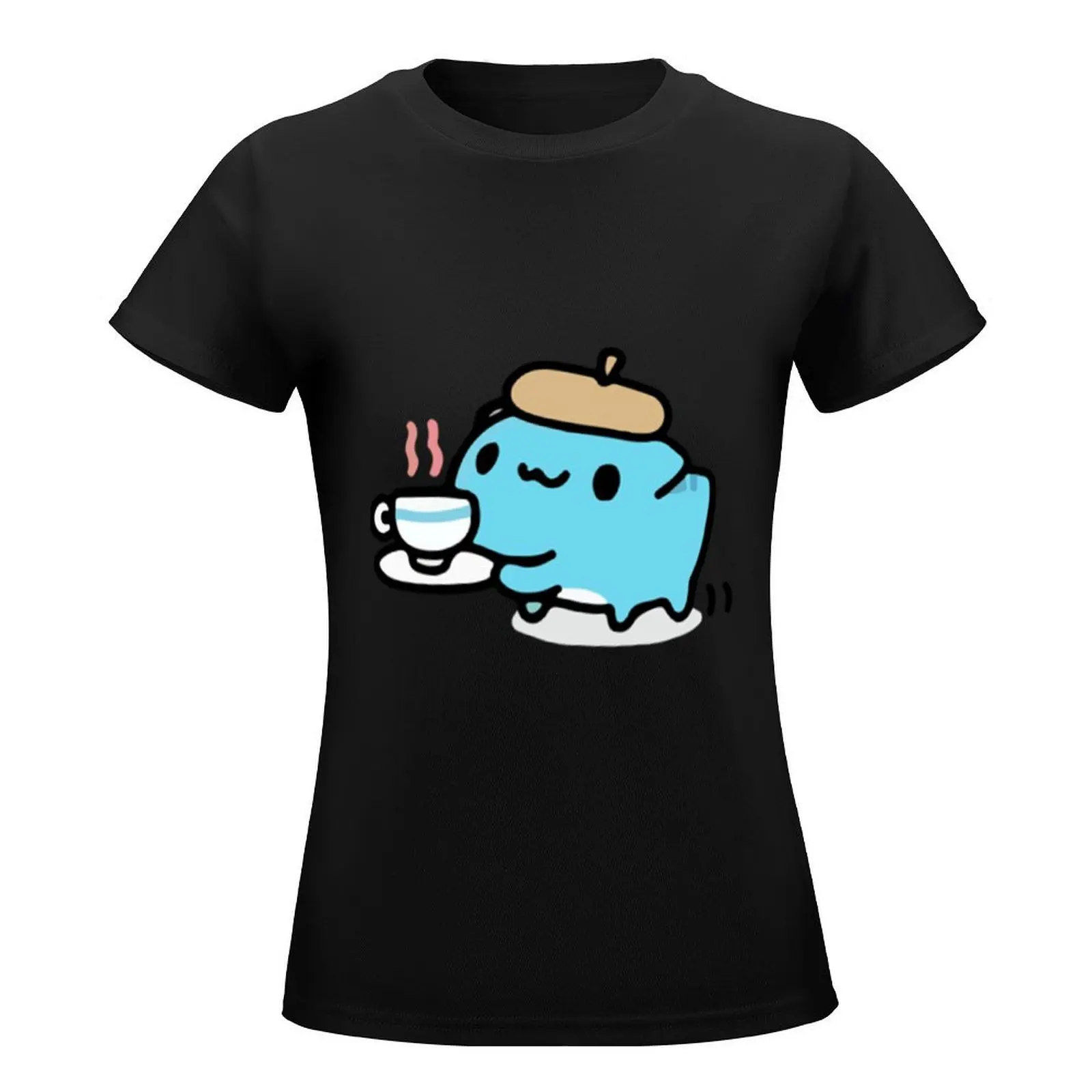 Bugcat Capoo with coffee T-Shirt Short sleeve tee sports fans rock and roll t shirts for Women