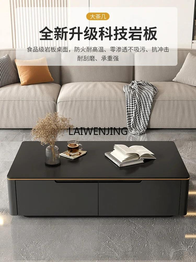 SGF light luxury square rock slab coffee table household advanced large-capacity storage tea table