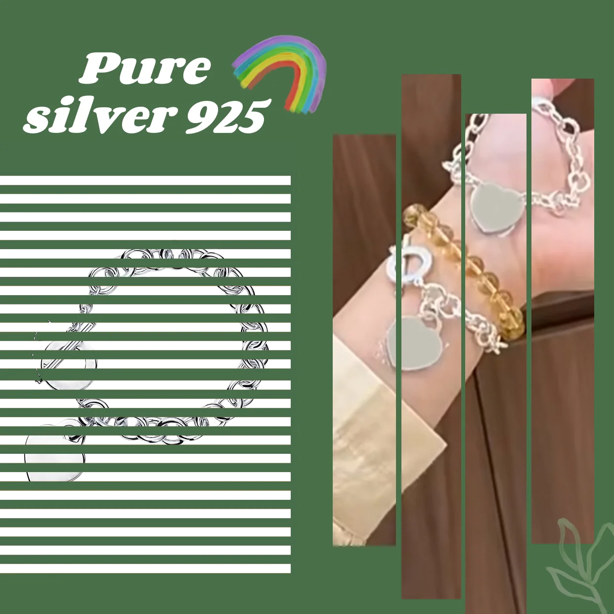 

Versatile fashion classic heart-shaped pendant sterling silver bracelet S925 women's bracelet Valentine's Day gift for wife