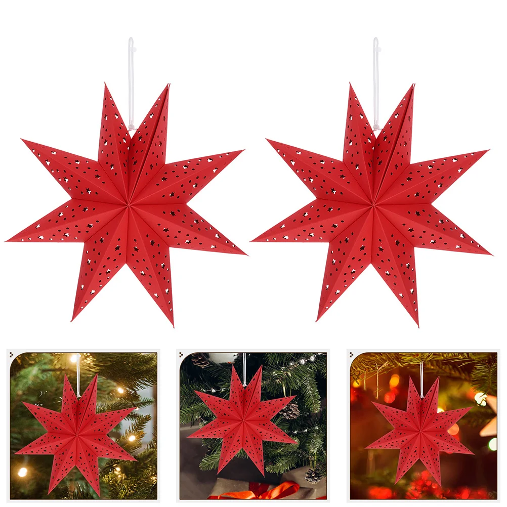

White Paper Star Lanterns 6pcs 35cm Hanging Lampshade for Christmas Tree Decor Hanging Star Light Pendant Ceiling Xmas Ornaments
