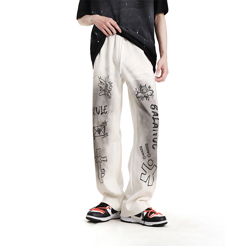 

Men's Vintage Graffiti Print Loose Casual Gym Sport Pants Trousers for Man Women Streetwear Y2k Clothing Jogger Sweatpant