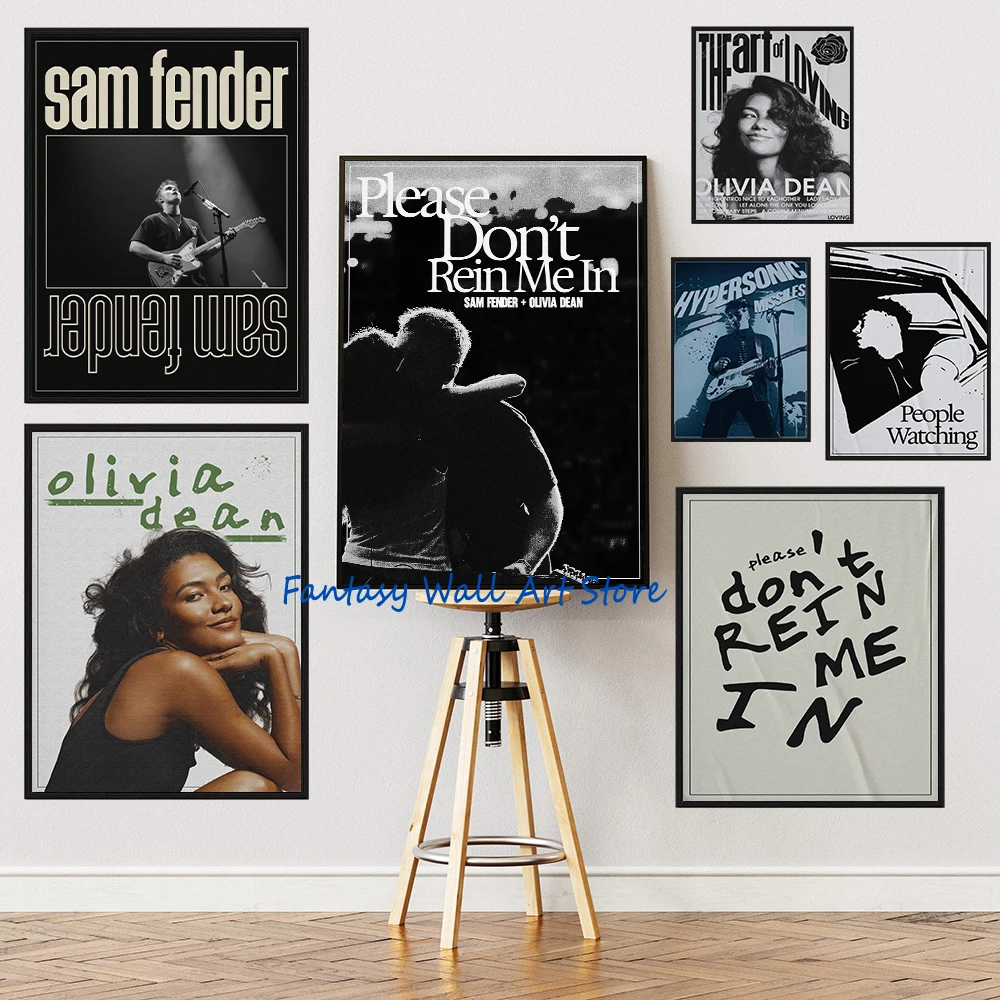Sam Fender Olivia Dean Inspired Rein Me in Lyric Art Poster Sam Fender Indie Rock Olivia Dean Music Wall Decor Canvas Painting