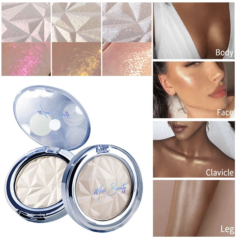 Long-lasting Highlighter Powder Glitter Palette Makeup Glow Face Contour Shimmer Highlight Shading Powder Brighten Skin Tone