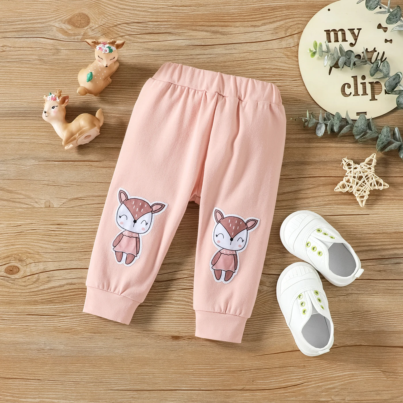 PatPat 2pcs Baby Girl 95% Cotton Animal Print Sweatpants and Long-sleeve Hoodie Set