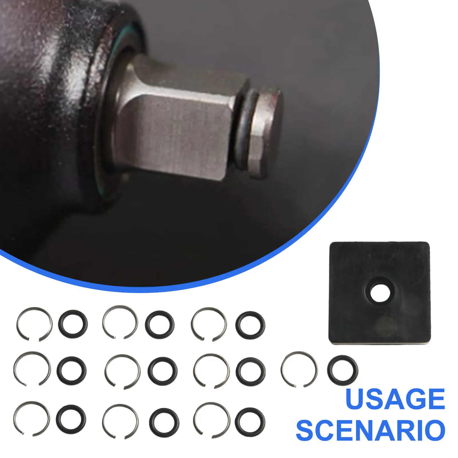 10 Sets 1/2 Inch Wrench Retaining Ring Clip With O-Ring With Anvil Install Tool Retainer Rings With O-Rings Anvil Install Tool