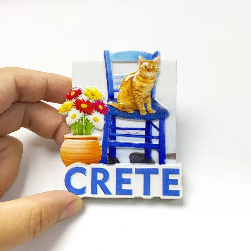 

Crete, Greece Travel Souvenir Decoration Crafts Cute Cat Creative Collection Magnetic Refrigerator Magnet