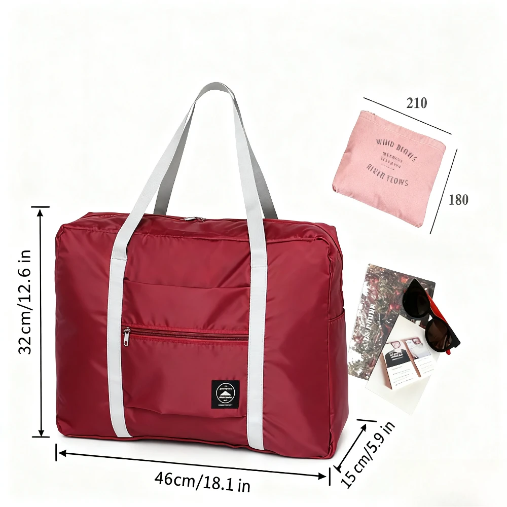 حقيبة سفر قابلة للطي من القماش الخشن لخطوط الجوية للنساء والفتيات خفيفة الوزن ذات سعة كبيرة ورحلة رياضية في عطلة نهاية الأسبوع طوال الليل