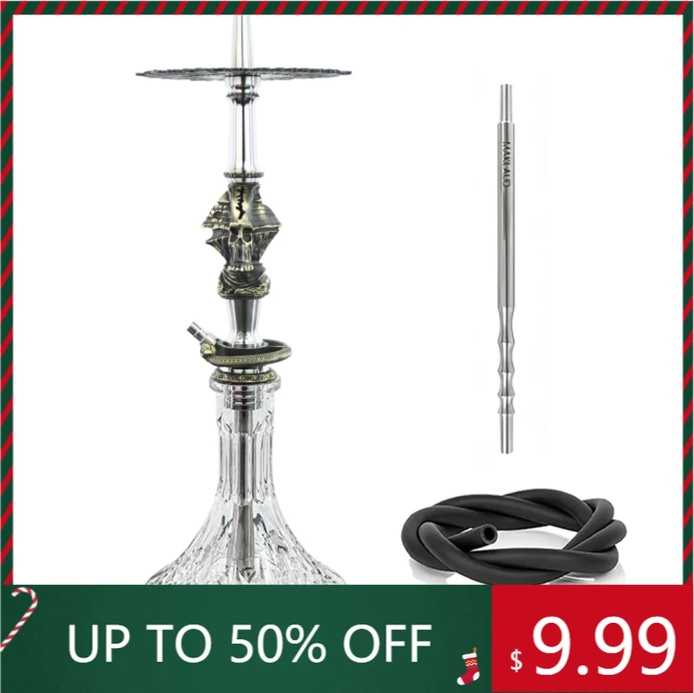 Maklaud Hookah Shisha High Quality Stainless Steel Large Hookah With Glass Bottle Single Hose