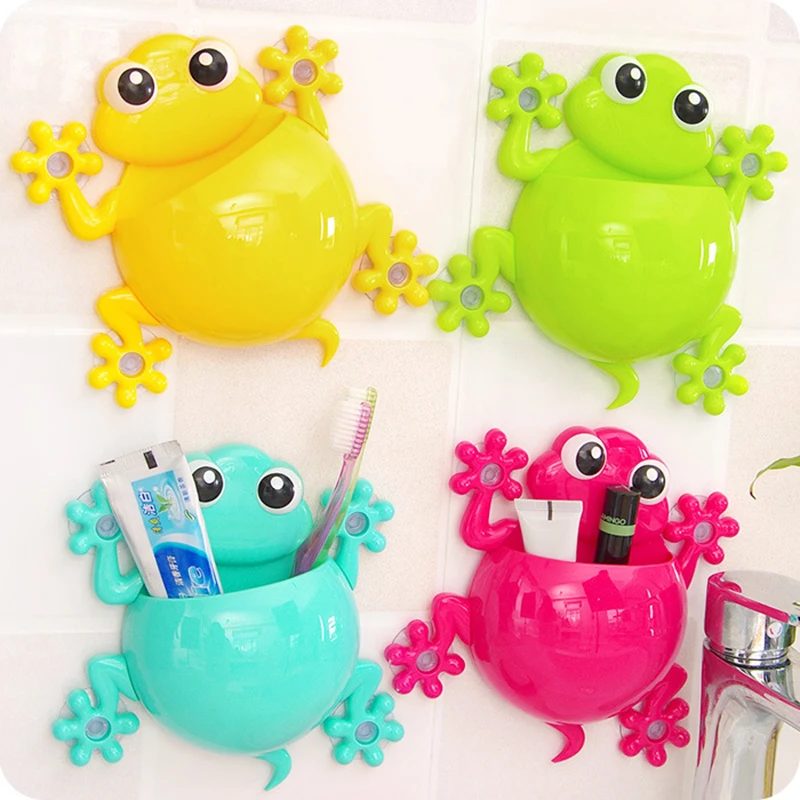 Cartoon animal toothbrush holder Bathroom accessories set Wall-mounted suction cup toothpaste toothbrush storage rack 1pc