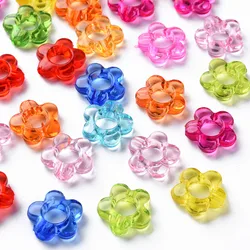 100pc Transparent Acrylic Bead Frames Flower Mixed Color 13x13x4mm Hole: 2.5mm Inner Measure: 5mm