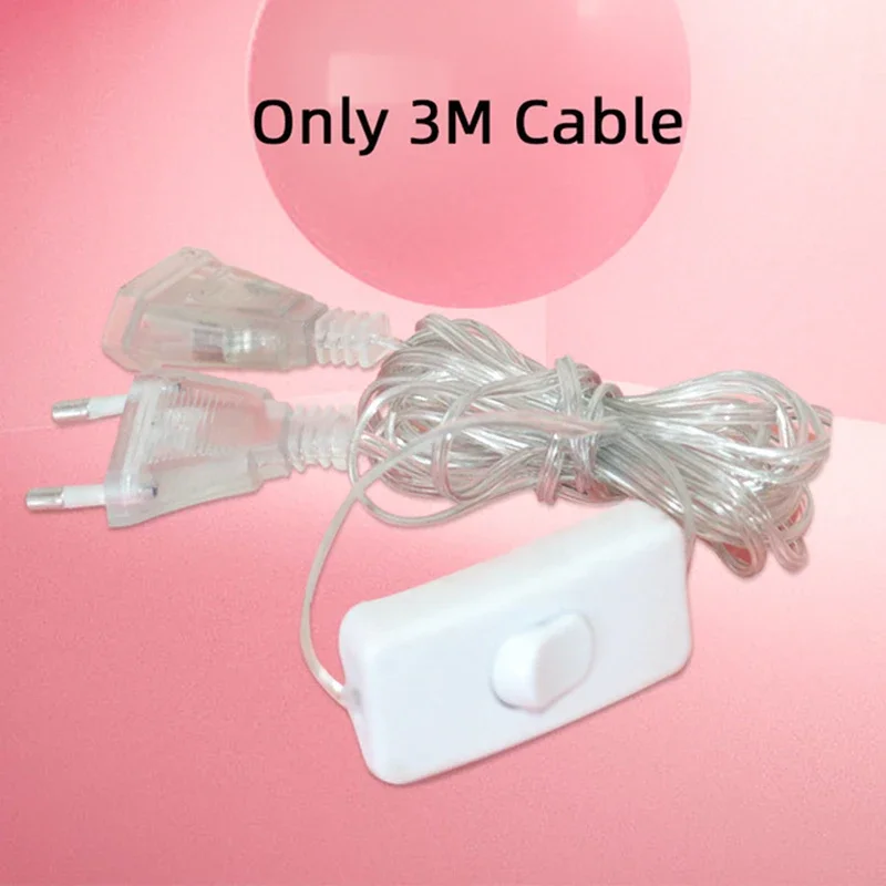 Only 3m Extension Cable 220V EU Plug  For String Light Fairy Lamp Christmas lights