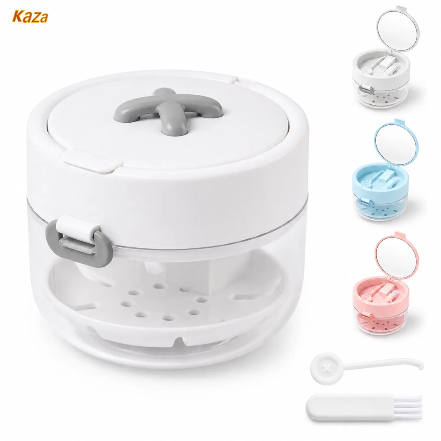 Retainer Cleaner Case with Lift Strainer Basket Aligner Bath Cup Leak Proof Aligner with Mirror Brush & Removal tool