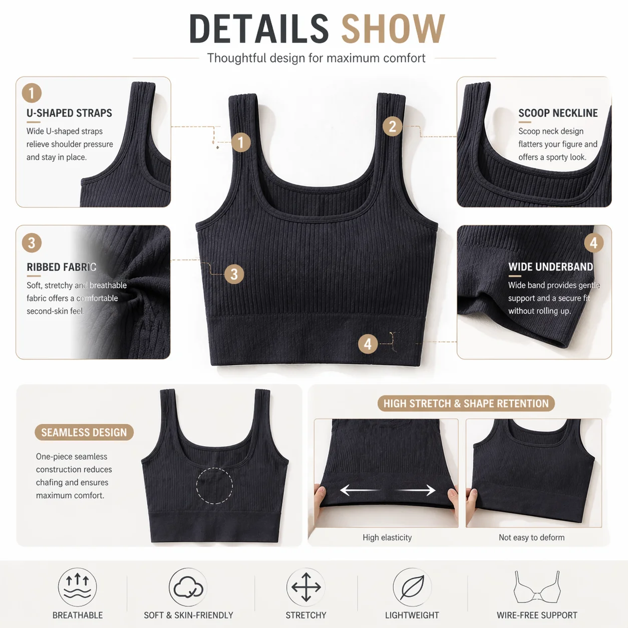 Débardeur de sport côtelé sans - Tank Top Ribbed avis et prix