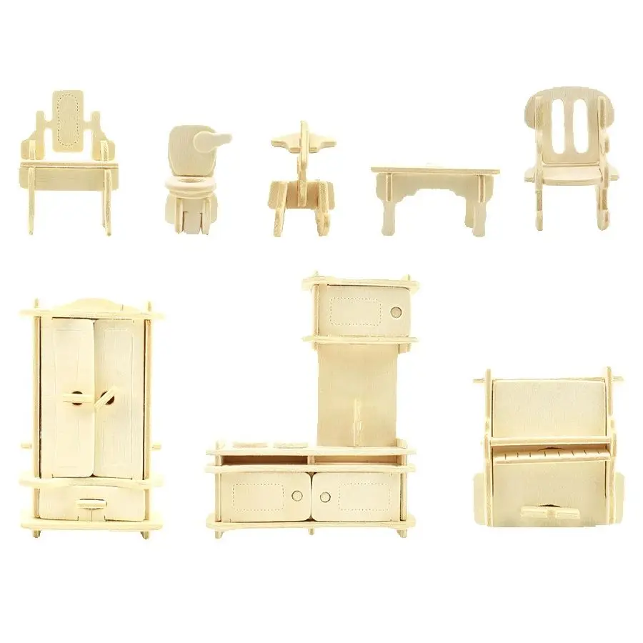 

Набор мебели для кукольного домика, миниатюрные предметы, 185 шт., деревянные мини-игрушки для девочек, 3D-головоломка, набор мебели для гостиной, спальни, детские игрушки