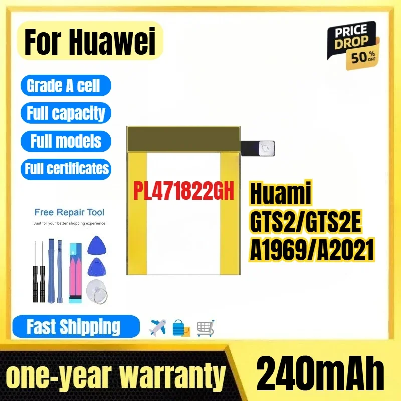 PL471822GH for Huawei Huami GTS2/GTS2E/A1969/A2021 Watch Battery High Quality Replacement Bateria Grade A Cell with Tools