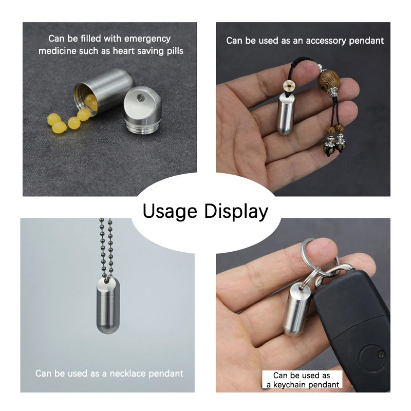 1Pcs Portable Waterproof Metal Capsule Box Mini Medicine Holder Stainless Steel Pill Case Mini Pill Holder EDC Tool Seal Bottle