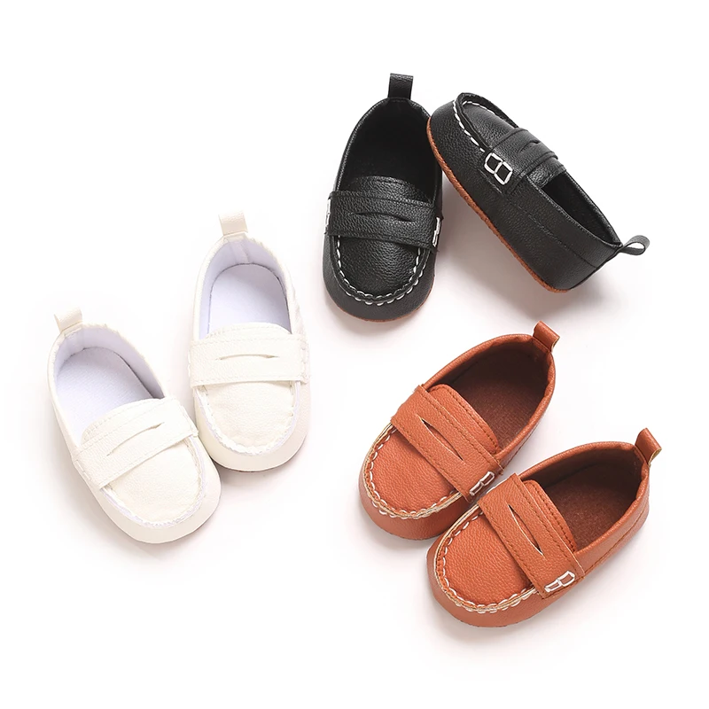 0-18 Months Newborn Baptist Shoes New Leather Gentleman Shoes Anti-slip Soft Bottom Indoor Baby Boys and Girls Casual Shoes