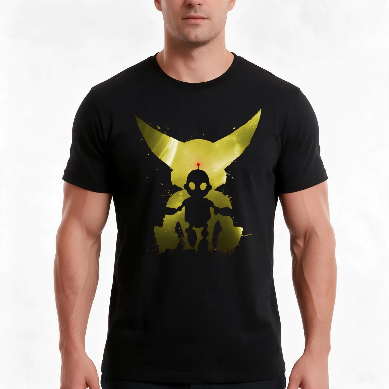 Ratchet amp Clank Galaxy Yellow T-Shirt Summer Casual Cotton Tee Oversized Streetwear Tops Vintage Graphic Print 100% Cotton