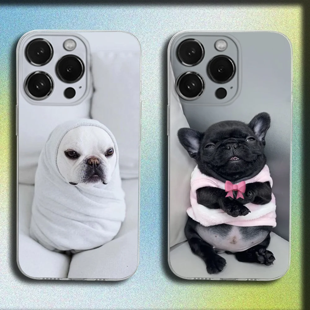 

French Bulldog Dog Pet Phone Case For iPhone 16,15,14,13,12,11 Plus,Pro,Max,XR,XS,Plus,SE,Mini Transparent Soft Cover