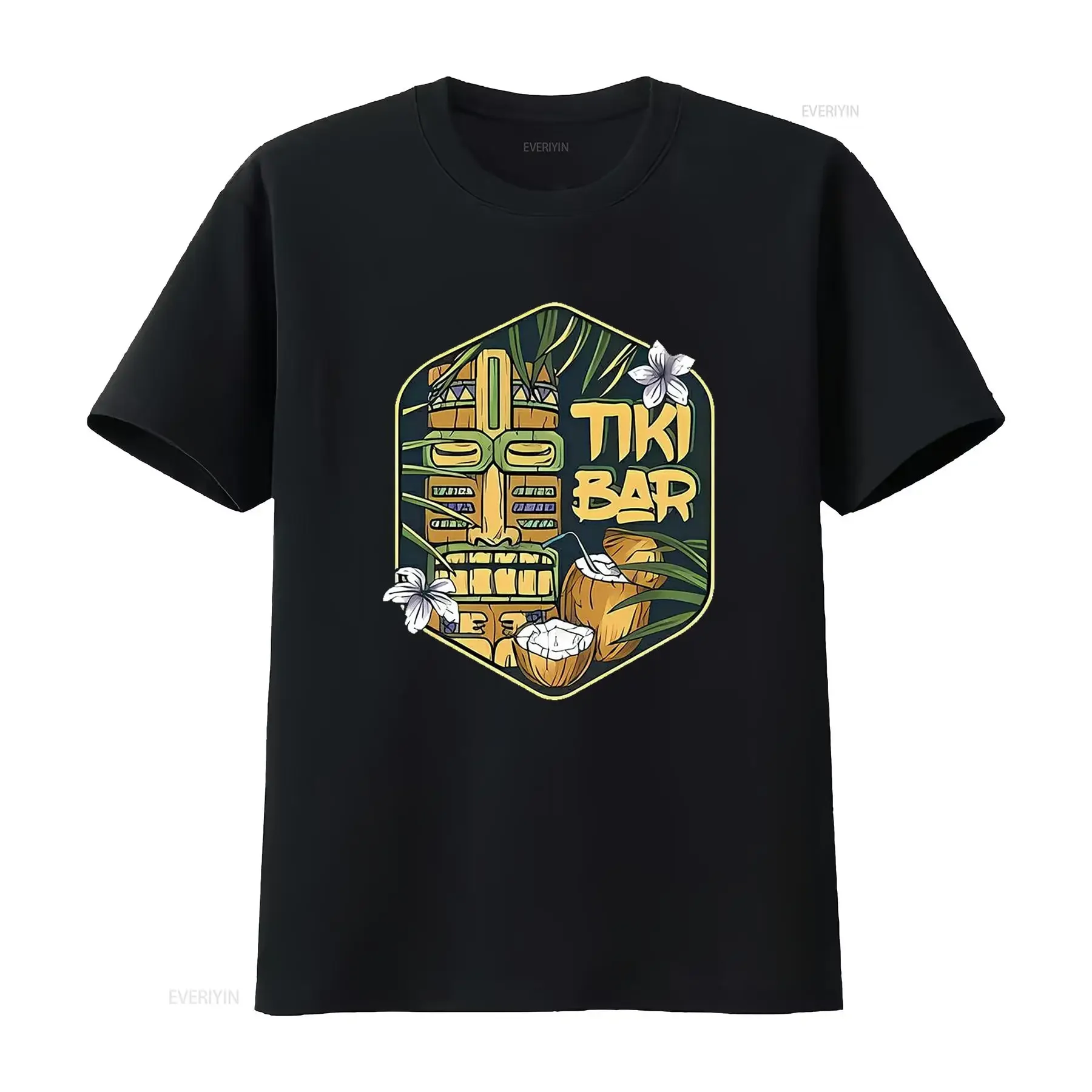 

Мужская классическая футболка TIKI BAR, черная 4X, большая винтажная стираная дизайнерская одежда, топ для повседневной носки, слегка уличная одежда, повседневная одежда