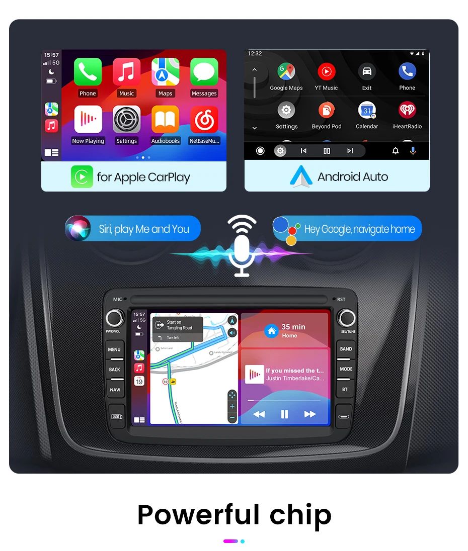Junsun 7" Wireless Carplay Android Auto Autoradio für Renault Dacia Duster Sandero Dokker Logan Captur GPS RDS Multimedia Player – Detail 8