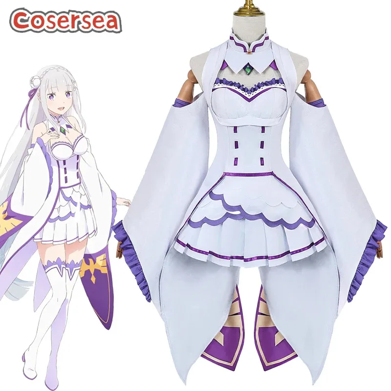 2025 11 Cosersea Cosplay Re:Life in a Different World from Zero Emilia Costume Women Dress Halloween Cos Outfit F